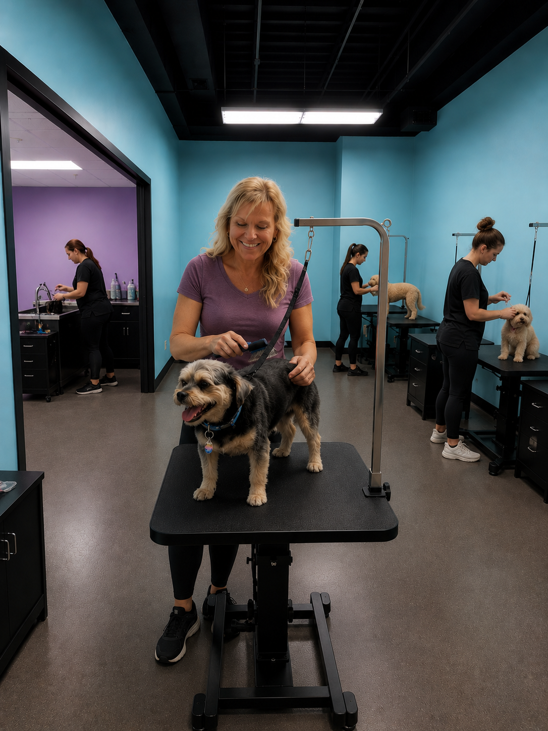 Professional dog grooming with breed-specific cuts and bath at Latte's Landing
